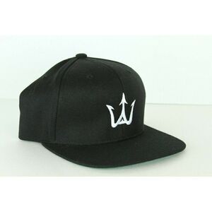 W embroidered logo snapback hat black white GREEN BRIM Yupoong wool blend